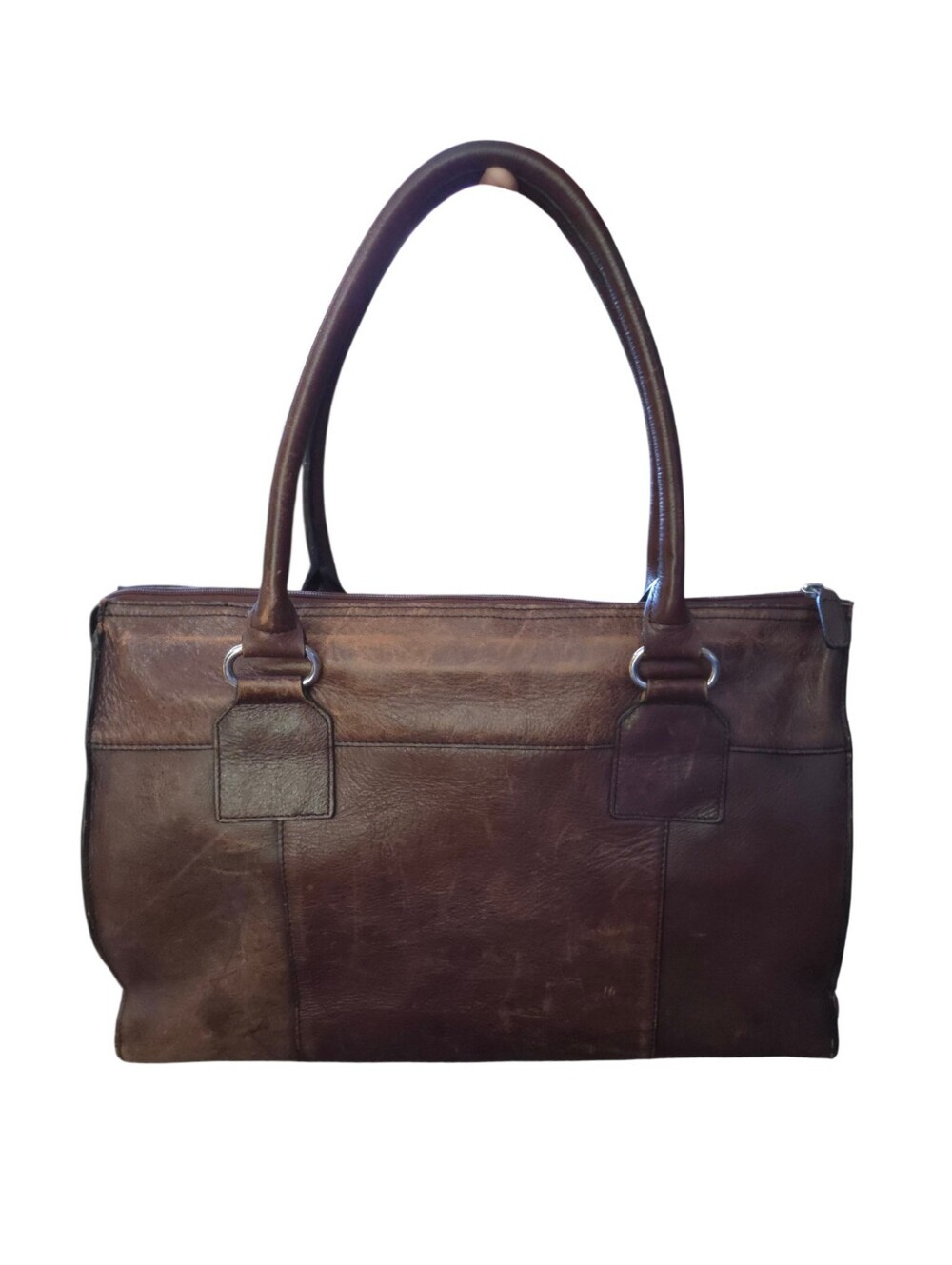 Wilsons Leather - Large Vintage Classic Brown Distressed Leather Tote Bag - Picture 2 of 16